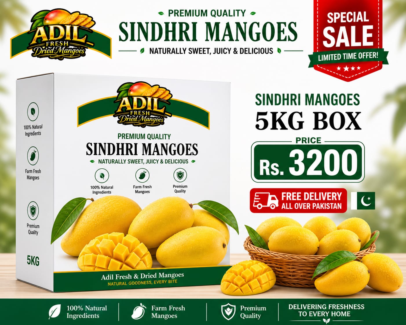 Sindhri Mangoes Online in Pakistan | Premium Fresh Sindhri Aam 5KG Box – Sweet & Juicy